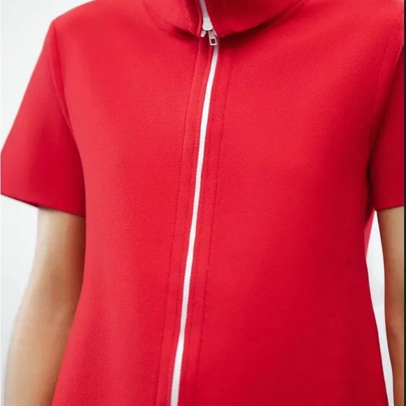 ZARA Red Short Sleeve Zipper Collar Dress Mini A-Line Size M - Picture 6 of 8